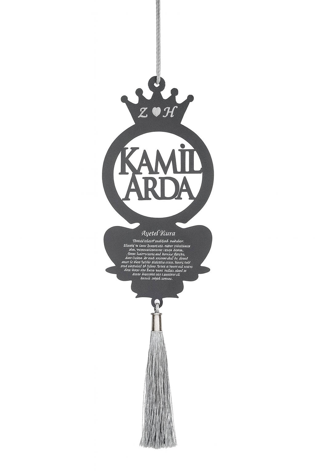 Kral Taclı Ayet'el-kürsili Araba Süsü Pleksi Araba Dikiz Aynası Süsü Gümüş Hediyelik Ürün