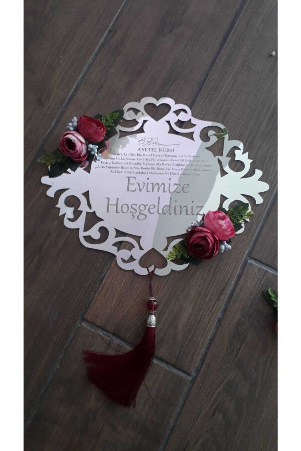 Evimize Hoşgeldiniz Yazılı Pleksi Kapı  Duvar Süsü Kapı Aksesuarı Gümüş
