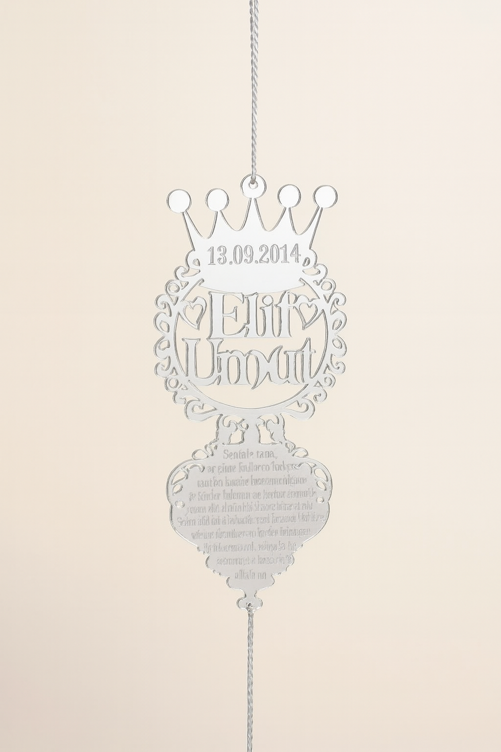 Kişiye Özel Tarihli Ayetel Kürsi Desenli Kral Tacı Pleksi Araba Dikiz Aynası Süsü Hediyelik Ürün