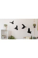 Dekoratif Ahşap Modern Dörtlü Kuş Duvar Süsü Duvar Dekor