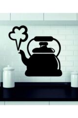 Siyah Ahşap Mutfak Çaydanlık Duvar Dekor Süsü Duvar Süsü