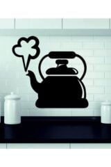 Siyah Ahşap Mutfak Çaydanlık Duvar Dekor Süsü Duvar Süsü