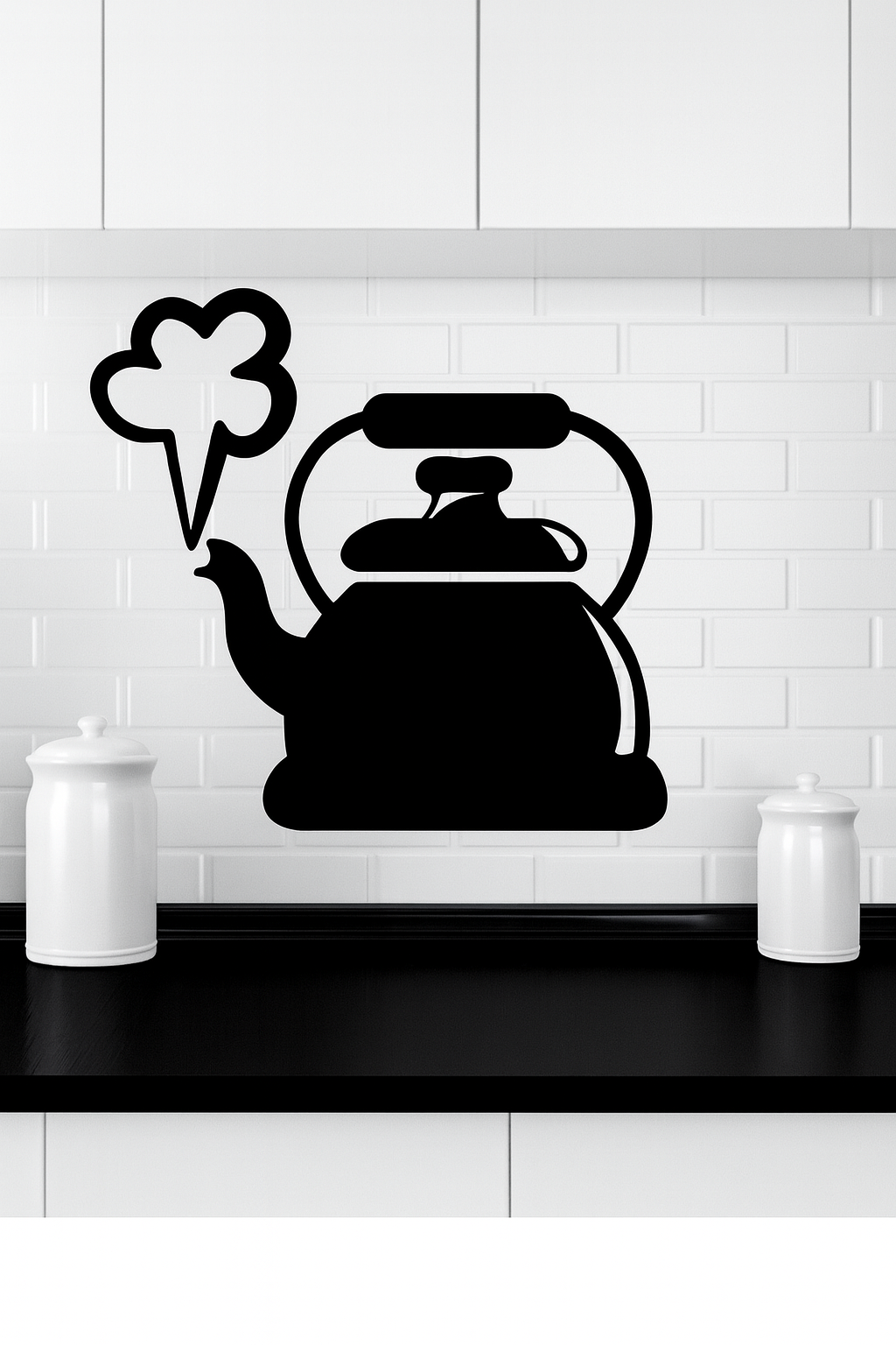 Siyah Ahşap Mutfak Çaydanlık Duvar Dekor Süsü Duvar Süsü