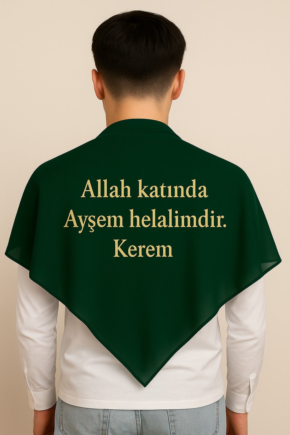 İsimli Damat Omuz Örtüsü,Nakışlı Damat Şalı ve Eldiveni, İsimli Damat Sırt Örtüsü Kına Duvağı