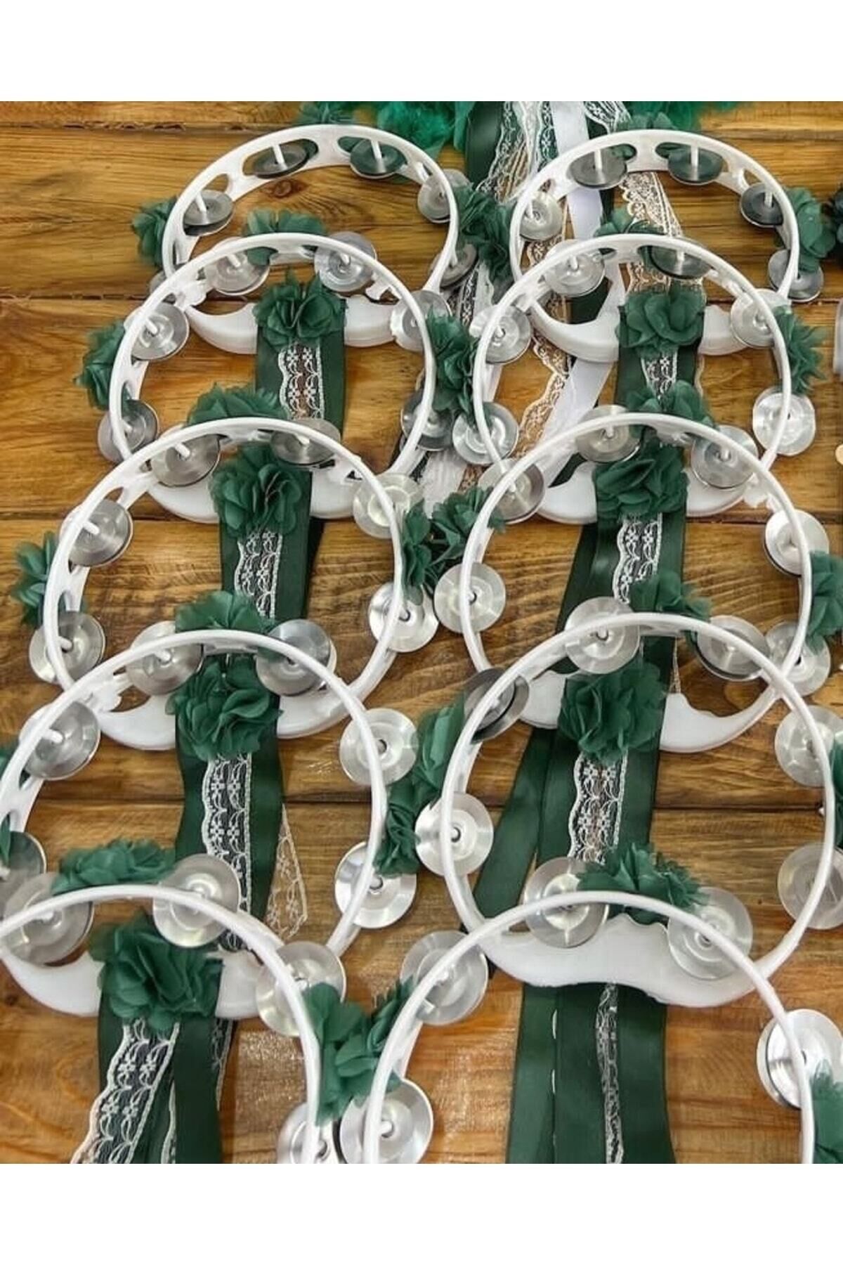 Lazer Kesim Gül Ve Kurdale Ile Süslenilmiş Plastik Tef Kına Defi Kına Malzemesi 10lu Vurmalı Çalgı