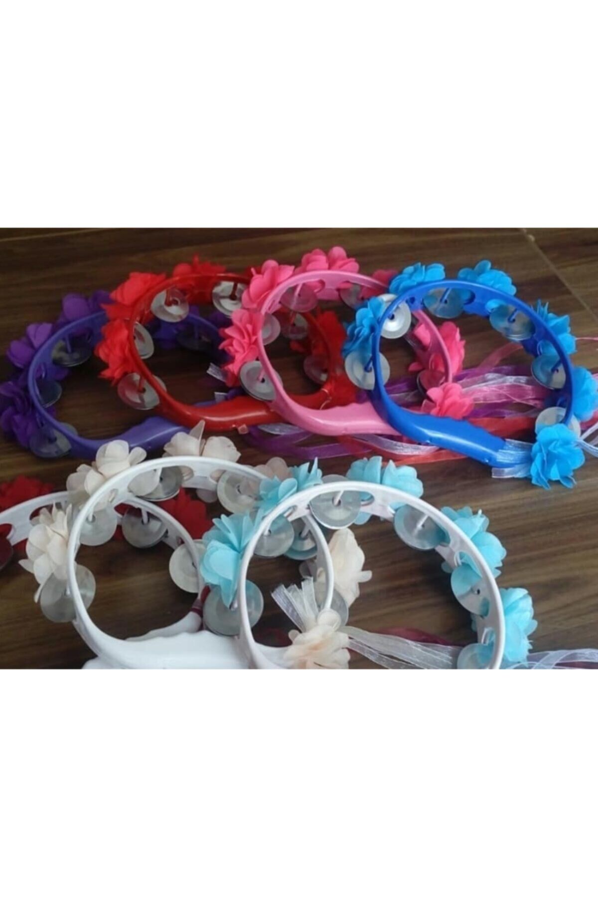 Lazer Kesim Gül Süslenilmiş Rengarenk Plastik Tef Kına Defi Kına Malzemesi 10lu