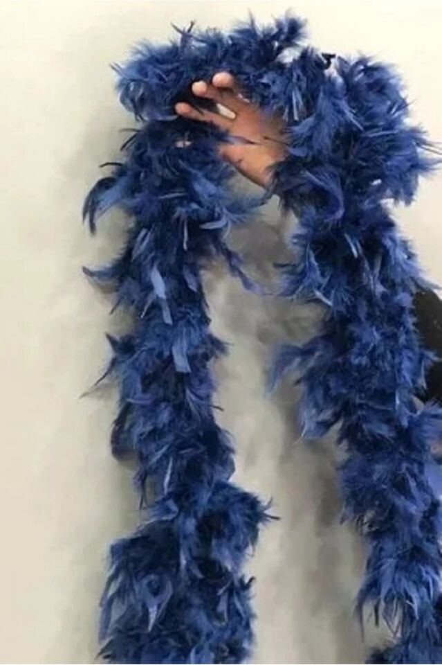 2 Metre Boa Kalın Otriş Kaz Tüyü Lacivert