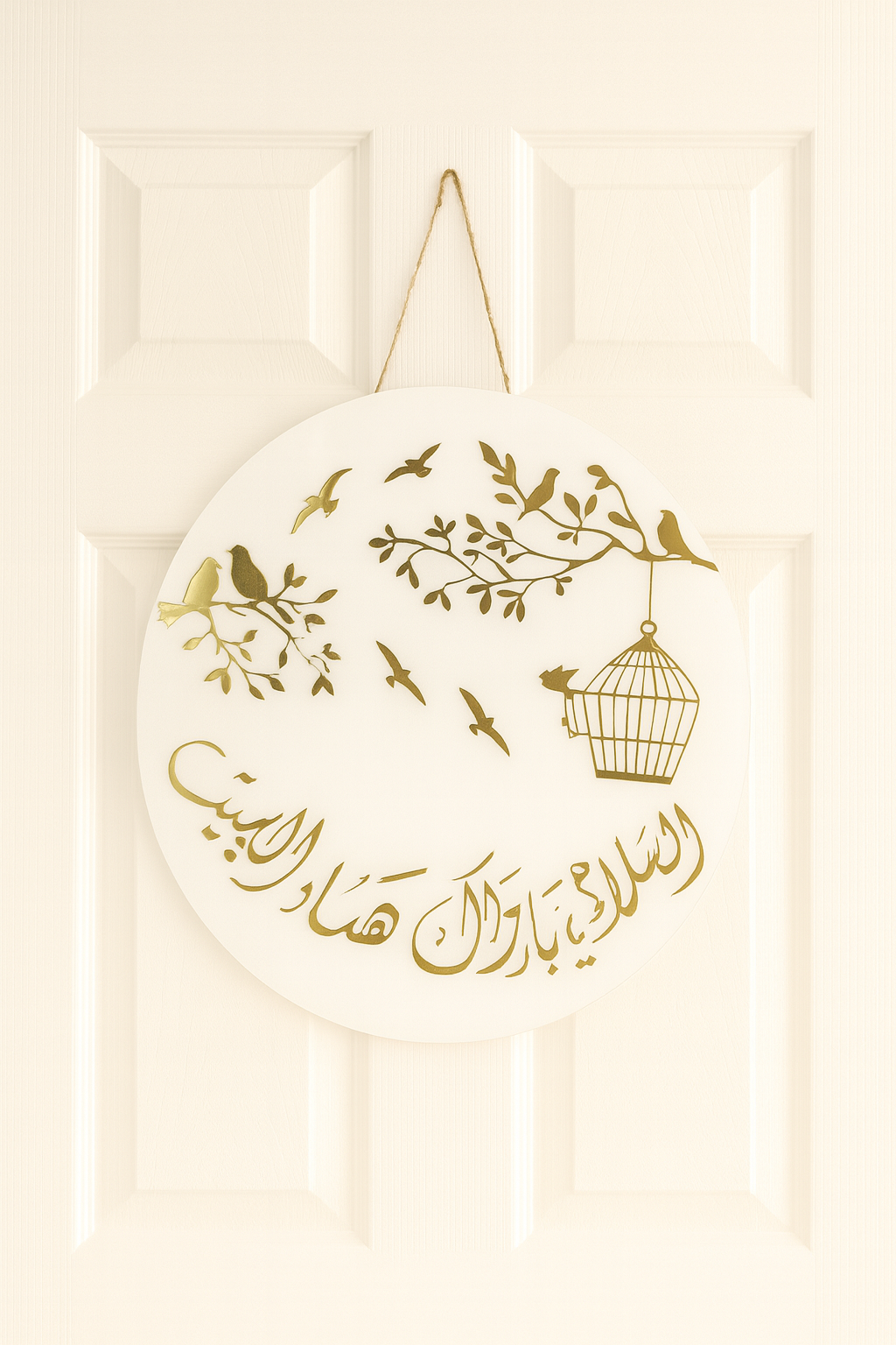 Ahşap Ve Pleksili Kapı Süsü, Duvar Süsü, Duvar Dekoru, Gold Aynalı Pleksi 24cm