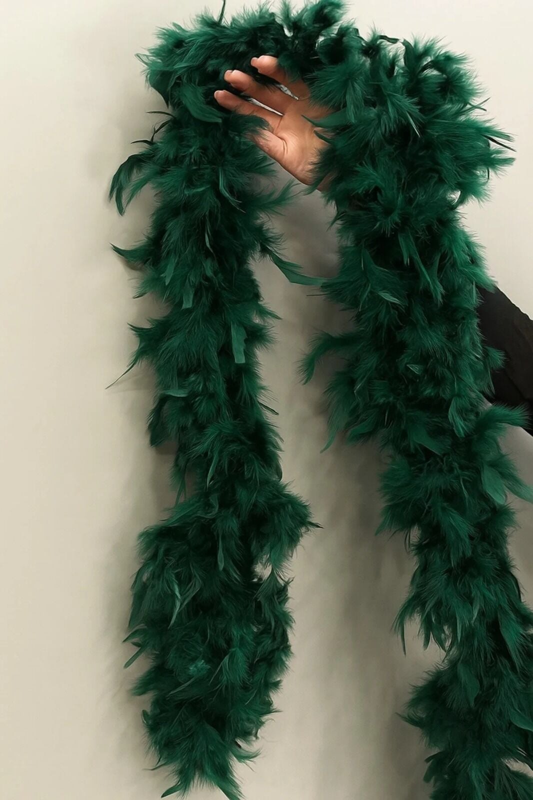 2 Metre Boa Kalın Otriş Kaz Tüyü Zümrüt Yeşili