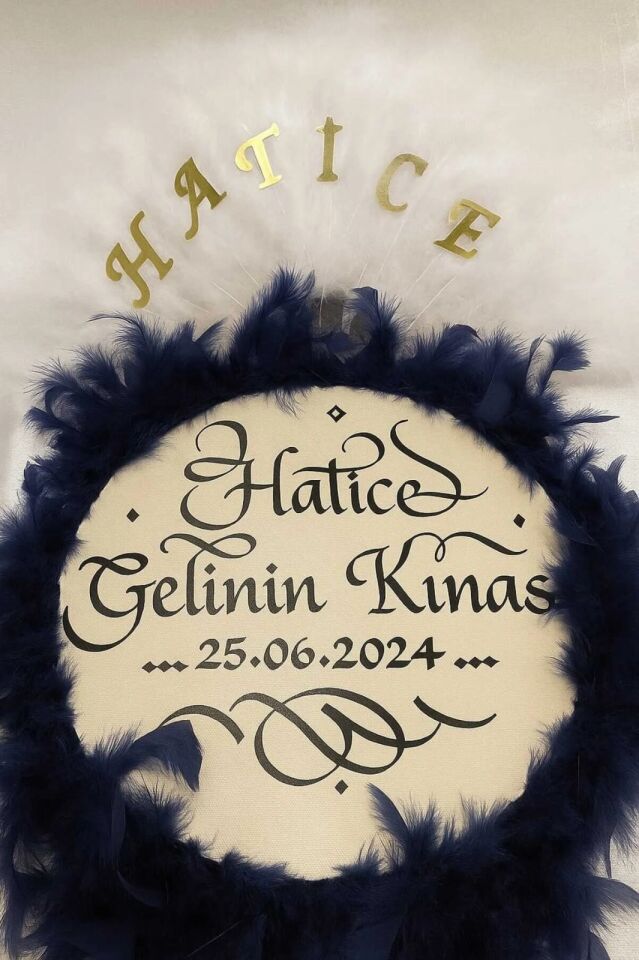 Isme Özel Kına Yelpazesi Ve Gelin Tefi Seti Otrişli Deri Tef Vurmalı Çalgı Def Kırmızı Lacivert Beyaz