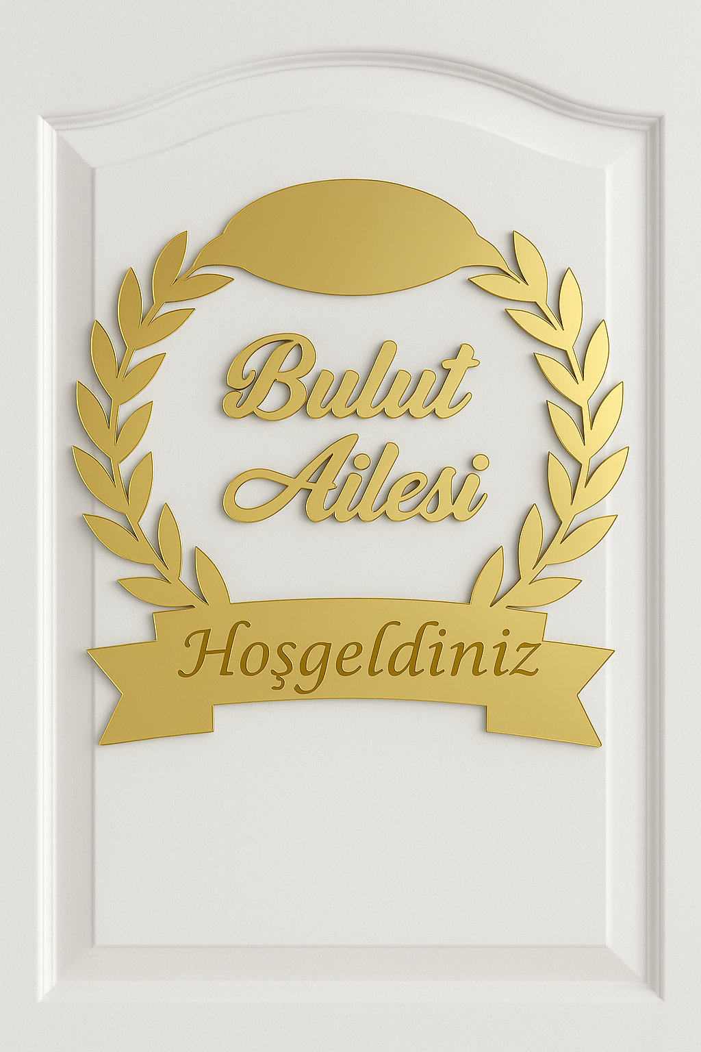Ahşap Ve Pleksili Kapı Süsü, Duvar Süsü, Duvar Dekoru, Gümüş Aynalı Pleksi 28cm Gold