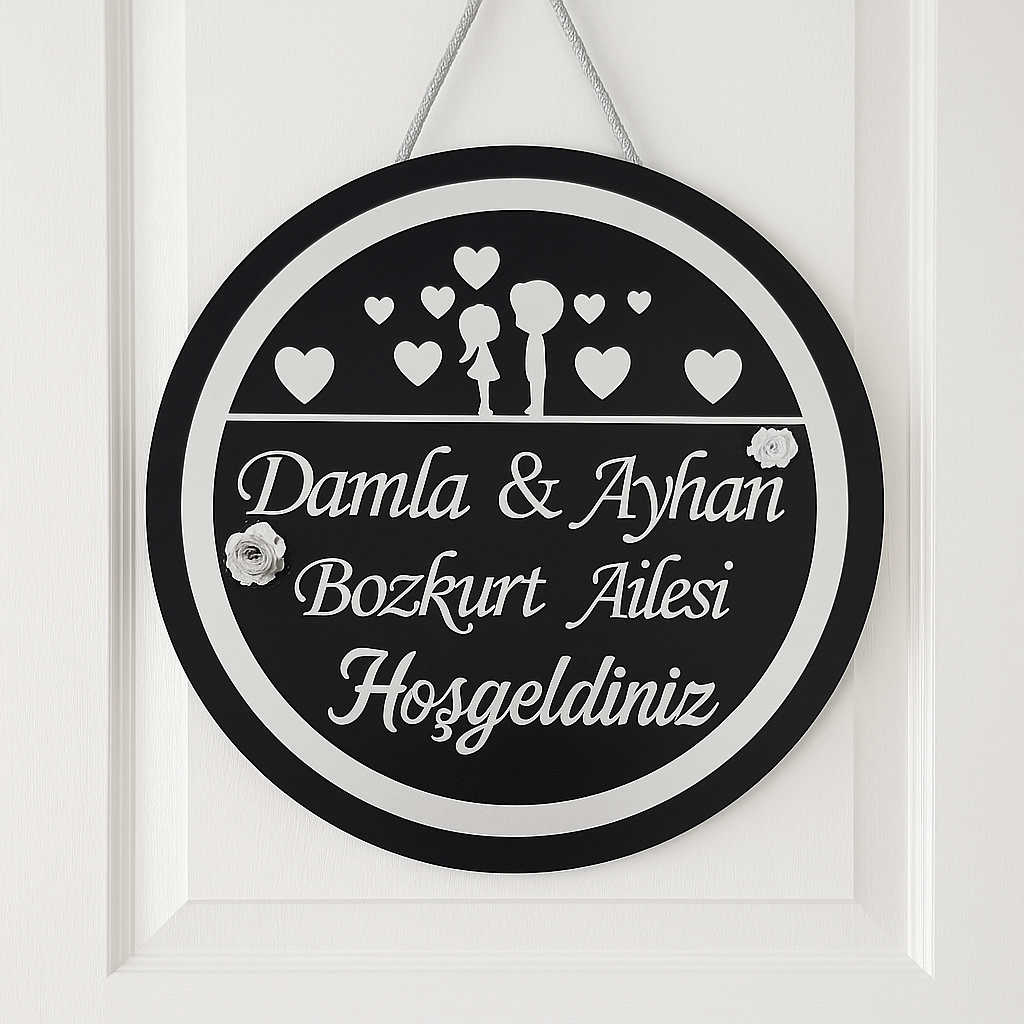 Özel Tasarım Isimli Kapı Süsü Kapı Aksesuarı Duvar Süsü Duvar Dekoru Gümüş
