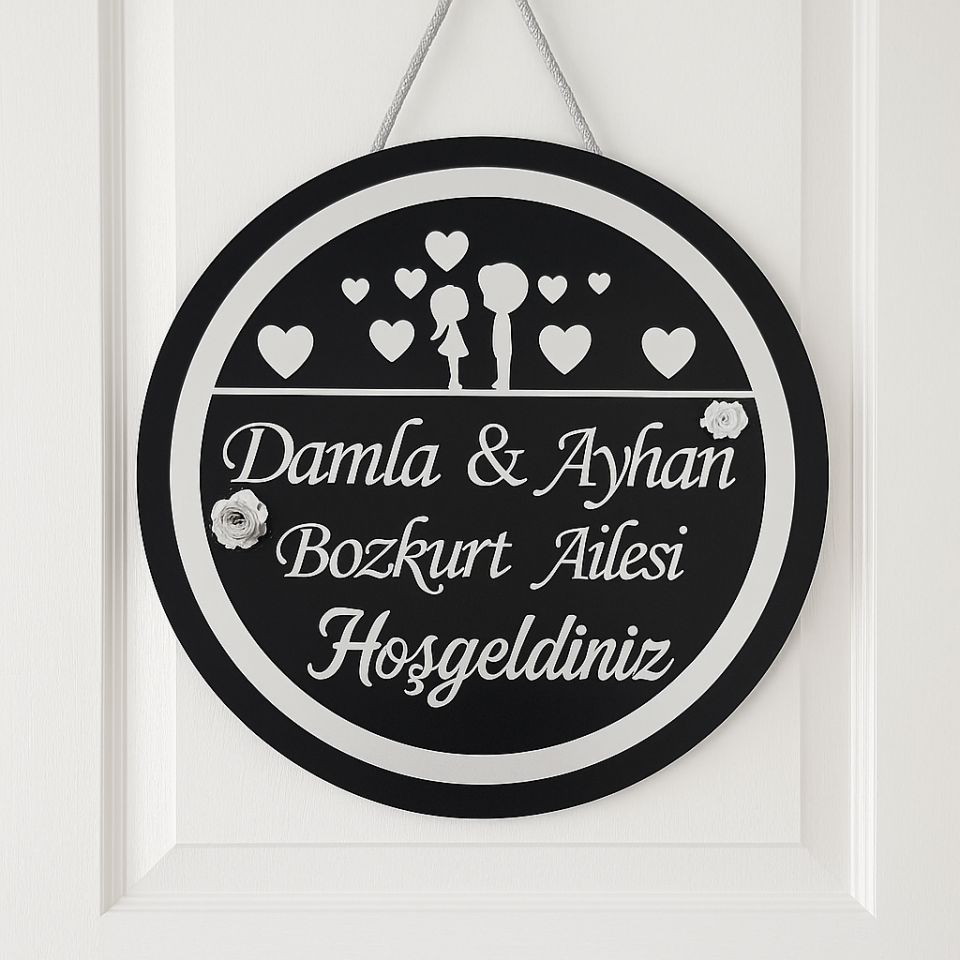 Özel Tasarım Isimli Kapı Süsü Kapı Aksesuarı Duvar Süsü Duvar Dekoru Gümüş