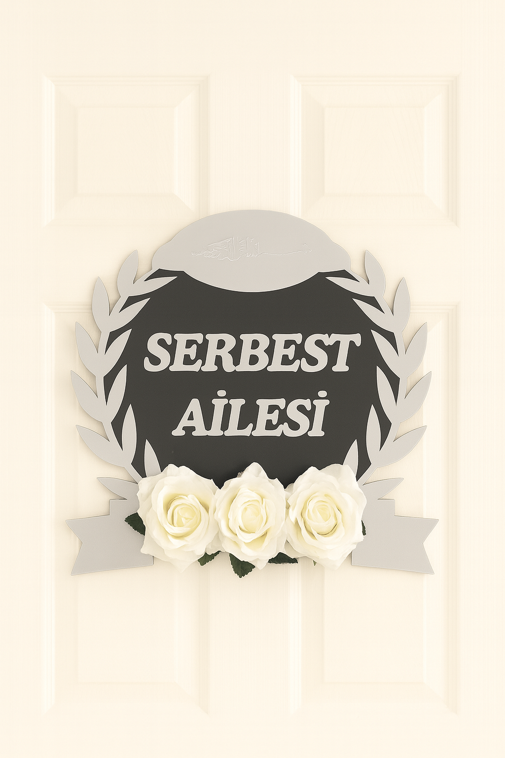Ahşap Ve Pleksili Kapı Süsü, Duvar Süsü, Duvar Dekoru, Gold Aynalı Pleksi 28cm Gümüş