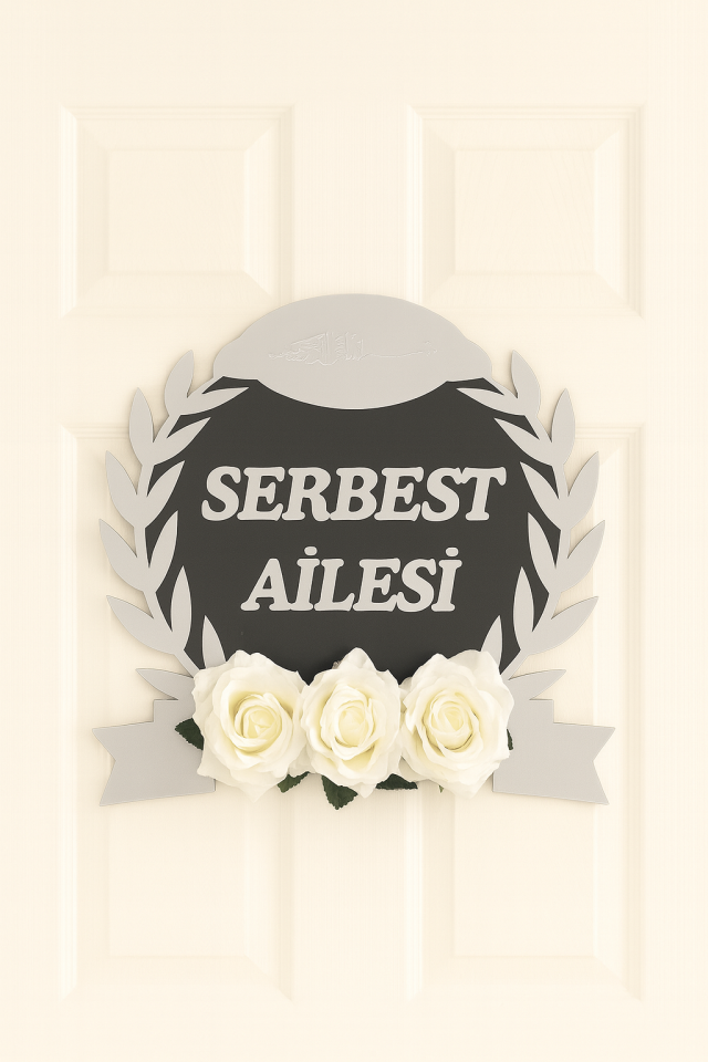 Ahşap Ve Pleksili Kapı Süsü, Duvar Süsü, Duvar Dekoru, Gold Aynalı Pleksi 28cm Gümüş
