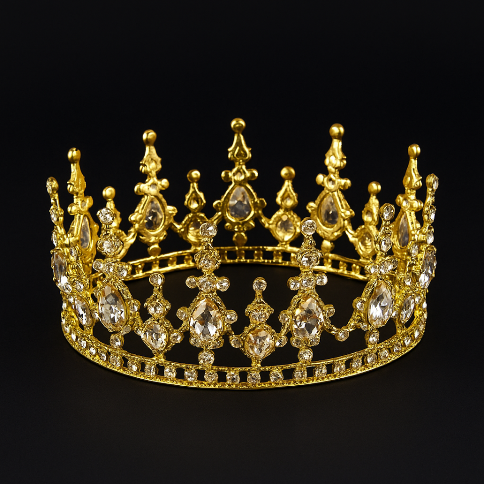 Gold Pasta Taçı Doğum Günü Taçı Kral Tacı Pasta Süsü Brithday Taçı Yuvarlak Metal Tac Düğün Tacı