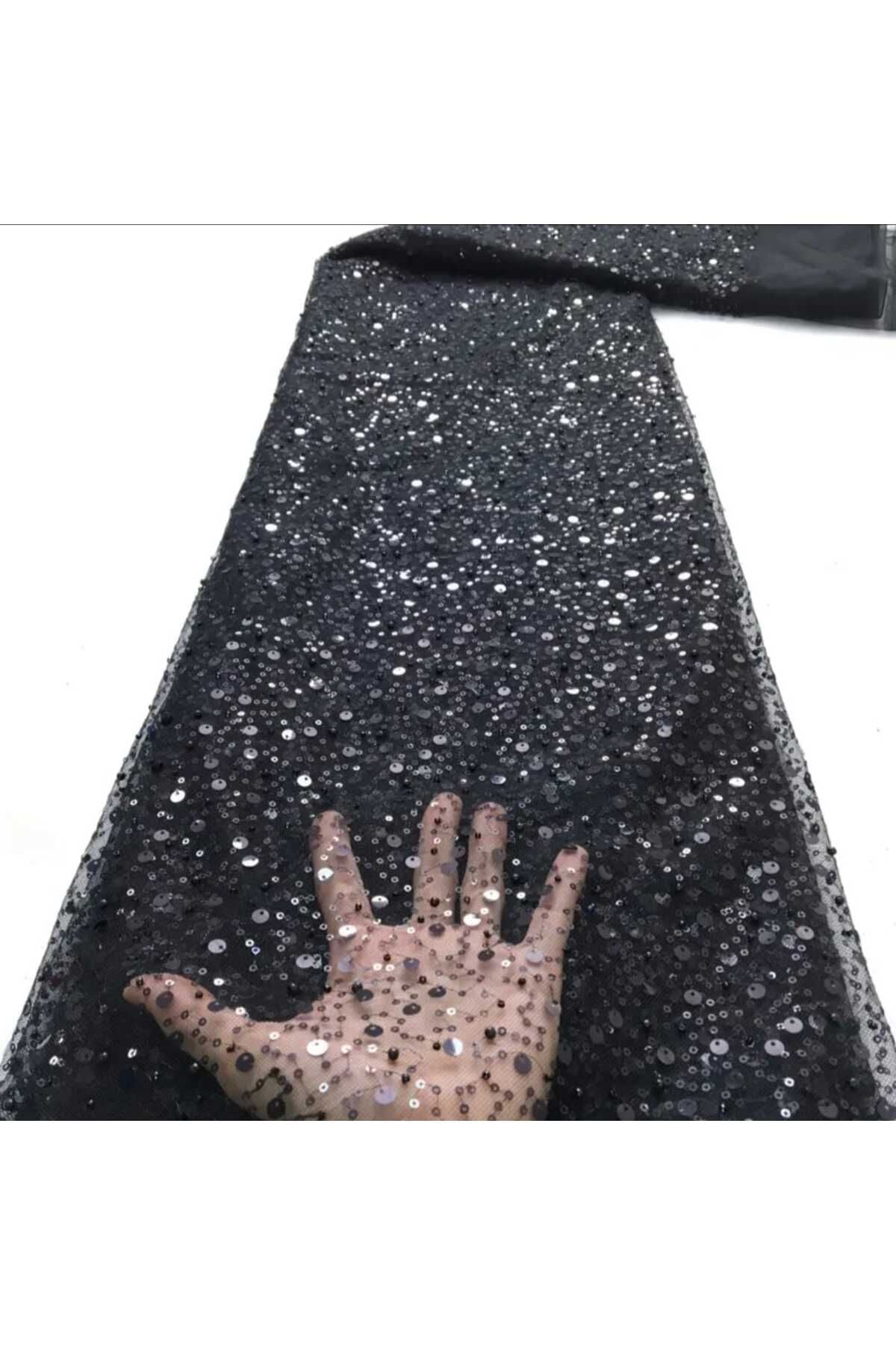 Abiye Kumaş Düğün Nikah Kına Nişan Abiye Kumaş 1 Metre Siyah