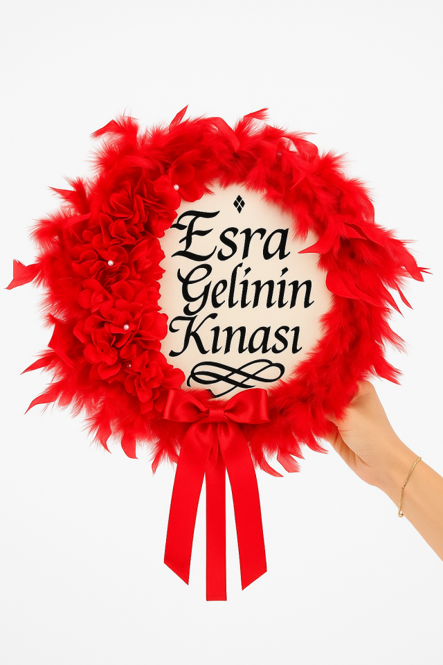 Isme Özel Kına Gelin Tefi Deri Tef Vurmalı Çalgı Def Kına Defi Otrişli Deri Tef Zümrüt Yeşil Kırmızı