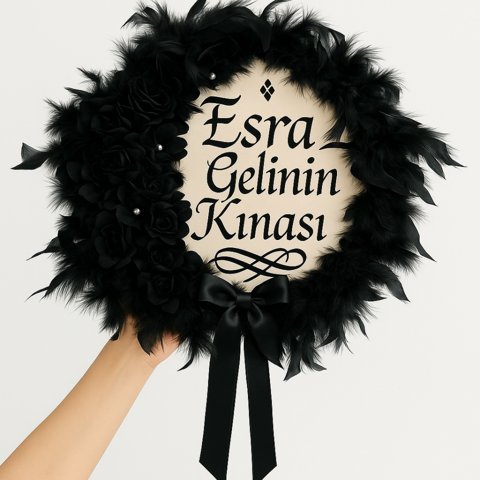 Isme Özel Kına Gelin Tefi Deri Tef Vurmalı Çalgı Def Kına Defi Otrişli Deri Tef Zümrüt Yeşil Siyah