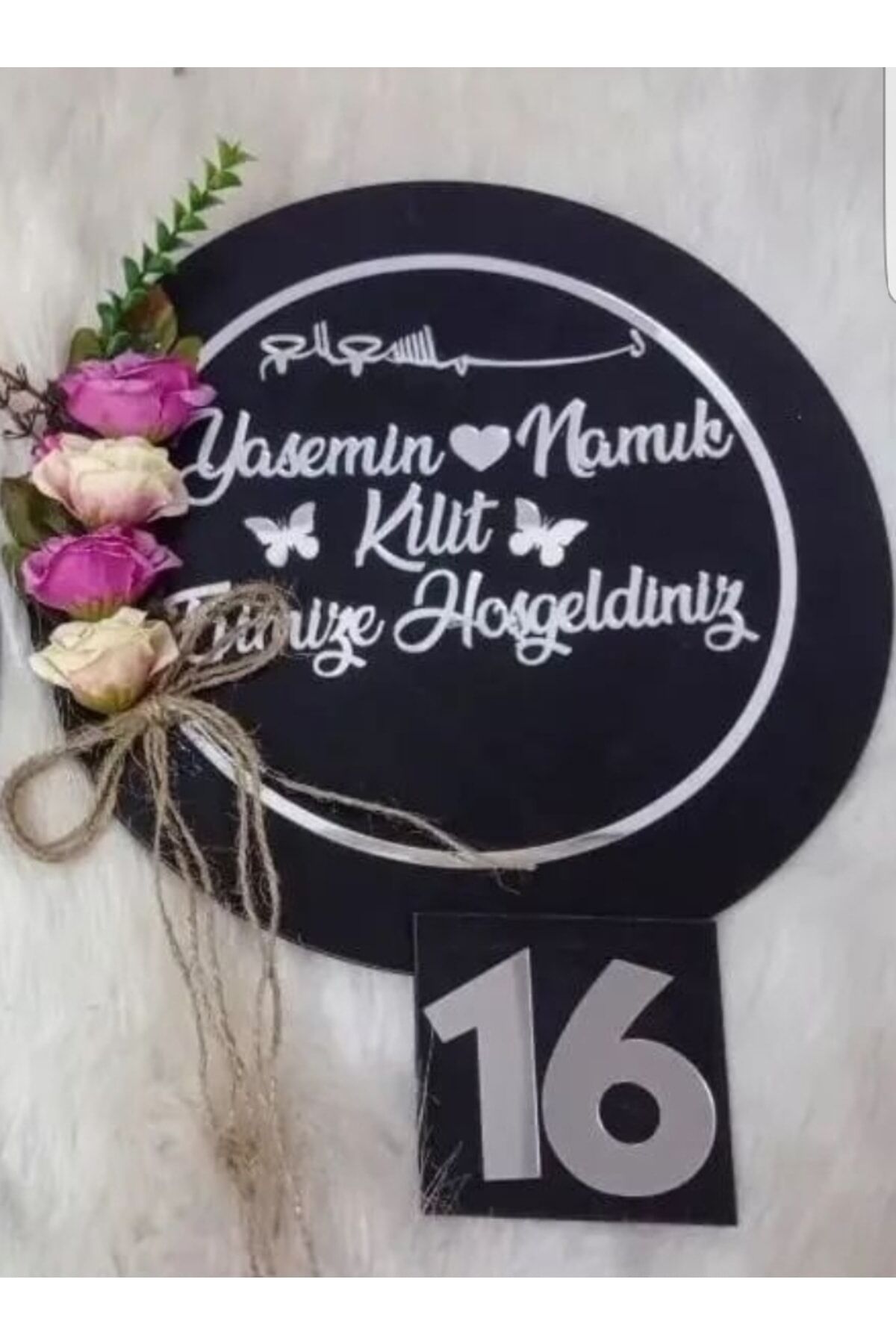 Isme Özel Ahşap Ve Pleksili Kapı Süsü Ve Kapı No, Duvar Süsü, Duvar Dekoru Gümüş