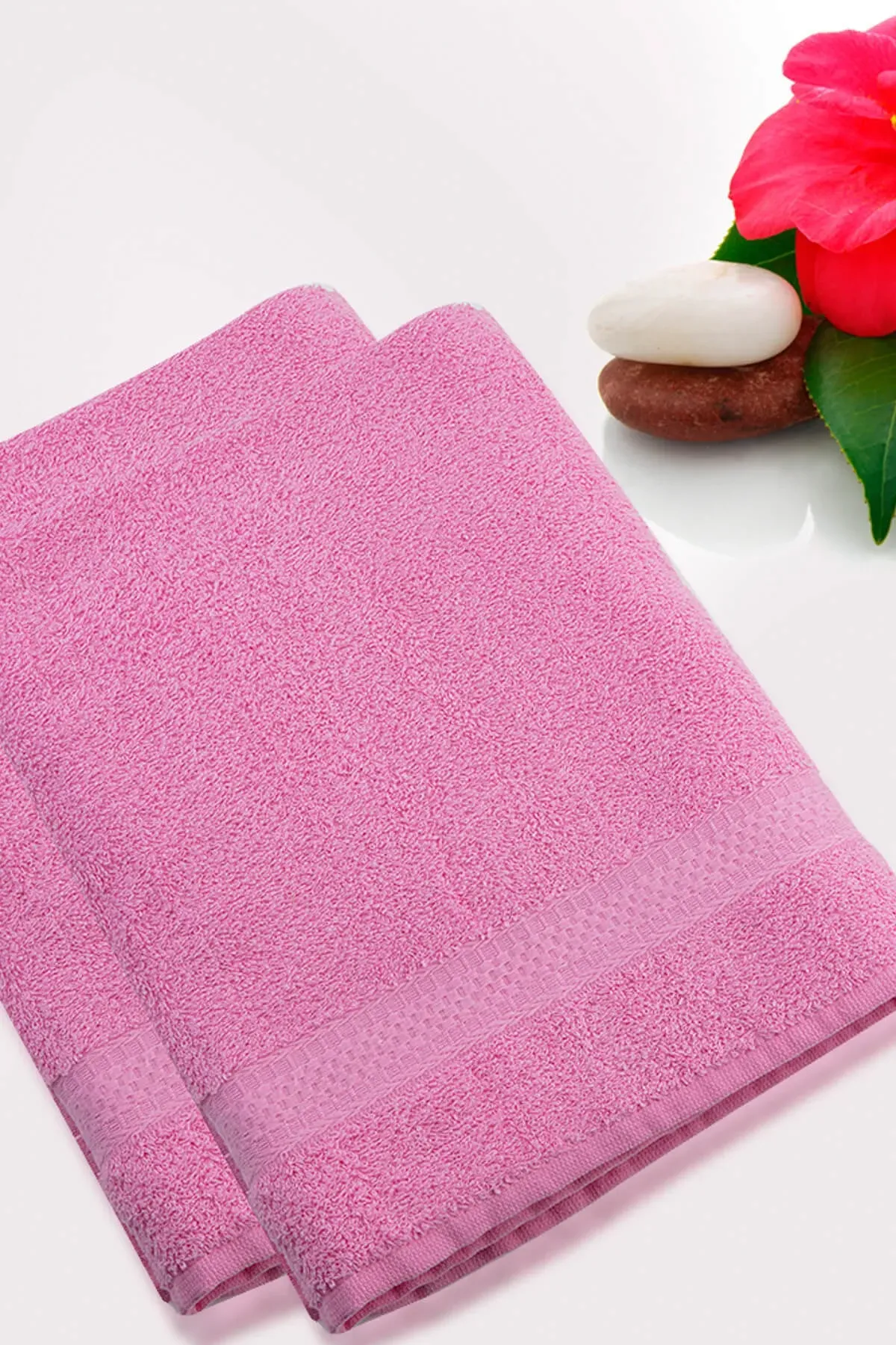 Pamuklu 90*140 Banyo Havlusu 2 Adet Renk Pembe