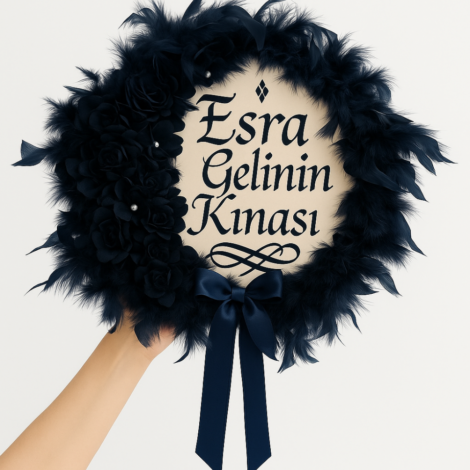 Isme Özel Kına Gelin Tefi Deri Tef Vurmalı Çalgı Def Kına Defi Otrişli Deri Tef Zümrüt Yeşil Lacivert