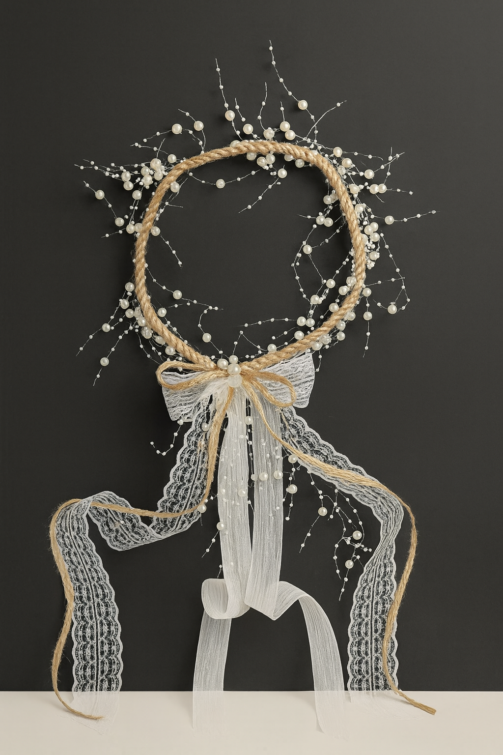 Saçaklı Misinada Incili Hasırlı Jut Ipli Gelin Kına Tacı Düğün Kına Nişan Nikah Tacı