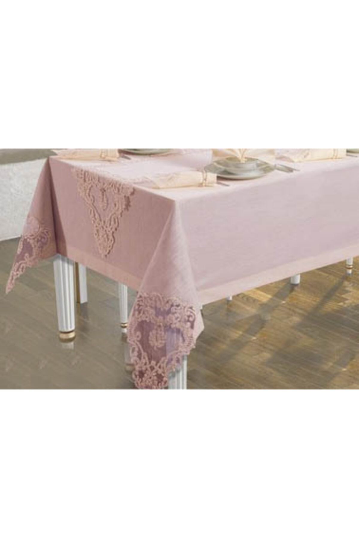 26 Parça Duygu Masa Örtüsü Takımı Yemek Seti 12 Kişilik Pudra
