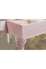 26 Parça Duygu Masa Örtüsü Takımı Yemek Seti 12 Kişilik Pudra