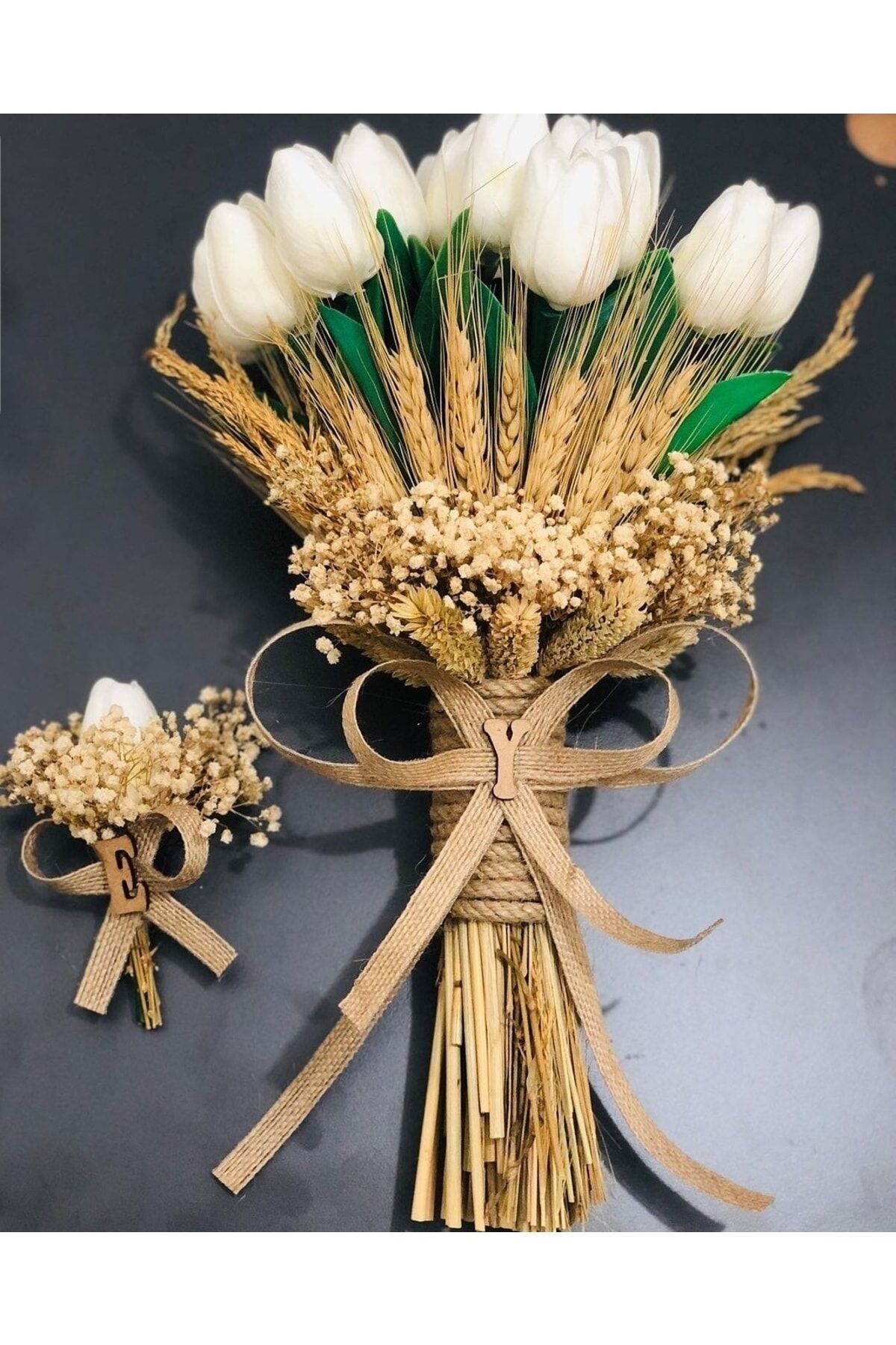 Islak Lale Gelin Çiçeği Ve Damat Yaka Çiçeği Düğün Nikah Nişan Çiçeği 14 Laleli