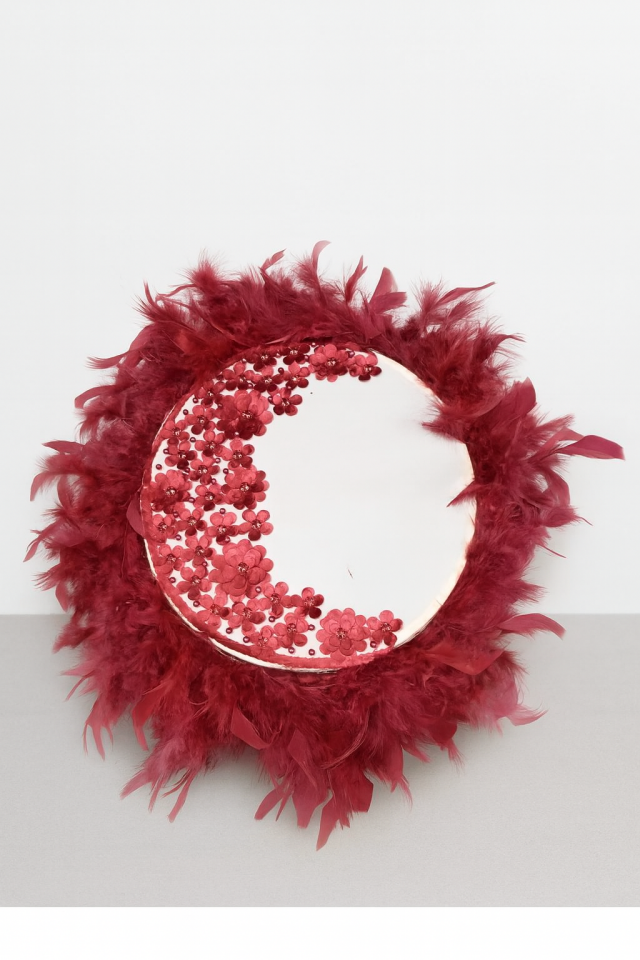 Isme Özel Kına Tefi Otriş Süslü Tüylü Deri Tef Vurmalı Çalgı Def