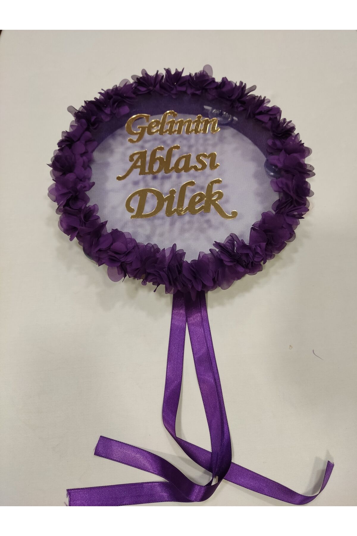 Gelinin Ablası İsme Özel Lazer Güllü Deri Tef Kına Gecesi Malzemesi Kına Tefi Tüllü Tef Mor