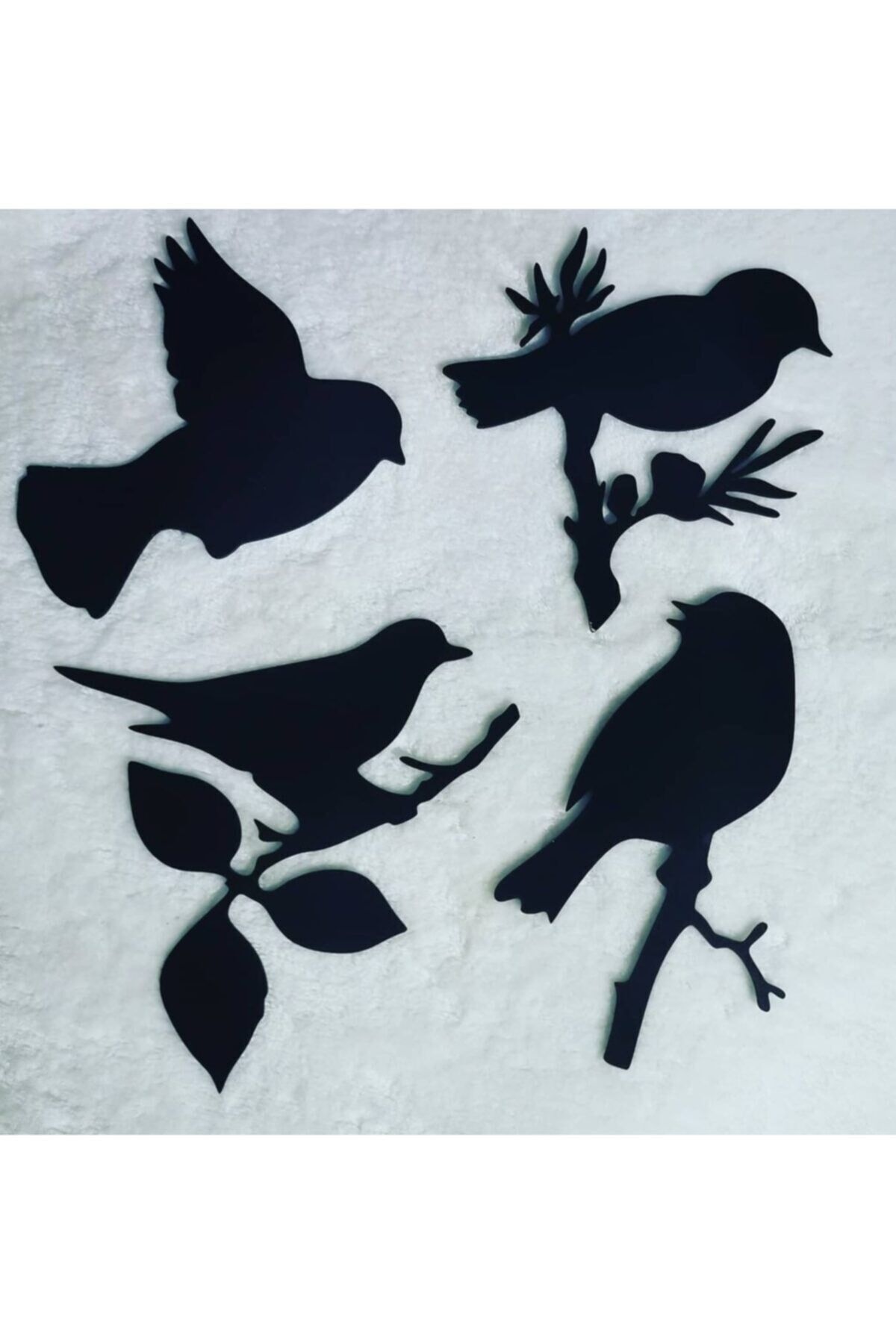 Kuş Figürlü Ahşap Dekoratif 4'lü Duvar Süsü