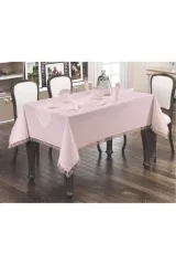 18 Parça Fransız Güpürlü Kdk Masa Örtüsü Seti Pudra