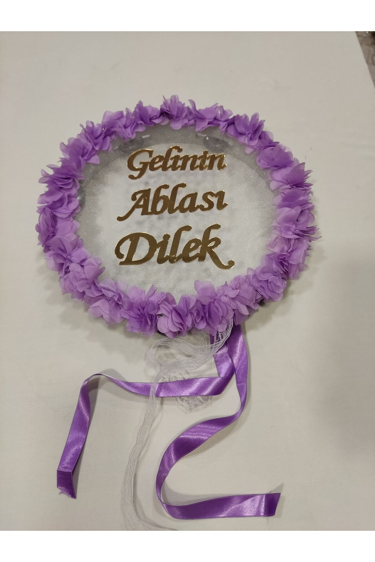 Gelinin Ablası İsme Özel Lazer Güllü Deri Tef Kına Gecesi Malzemesi Kına Tefi Tüllü Tef Lila