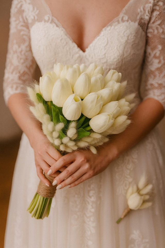 Gelin Buketi Islak Lale Gelin Eli Çiçeği Nişan Düğün Buketi Ve Damat Yaka Çiçeği