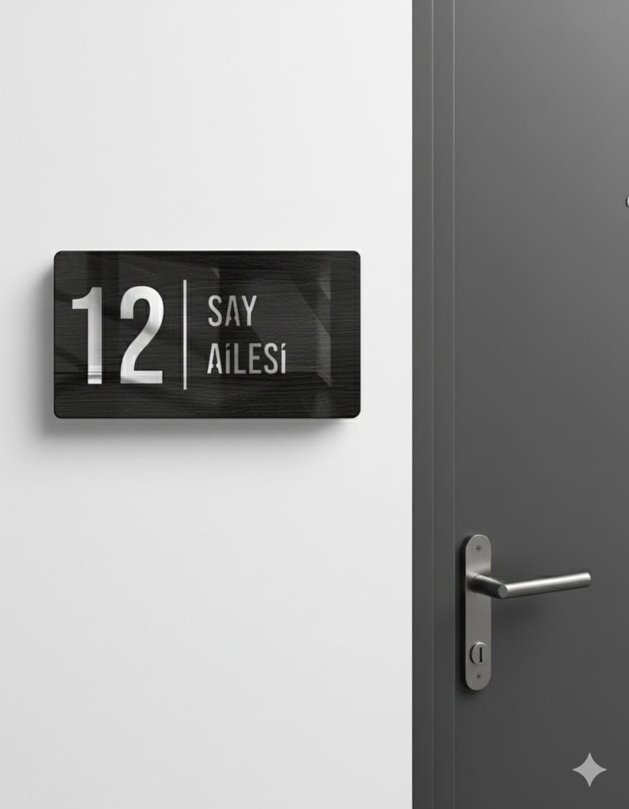 Kişiye Özel İsimli Ahşap Kapı Numarası Kapı İsimliği 15x24