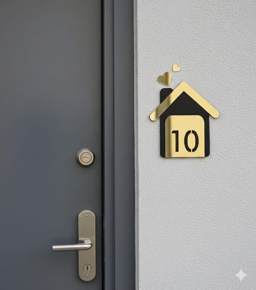 Kişiye Özel İsimli Ahşap Kapı Numarası Kapı Numaralığı Ev Dekorlu