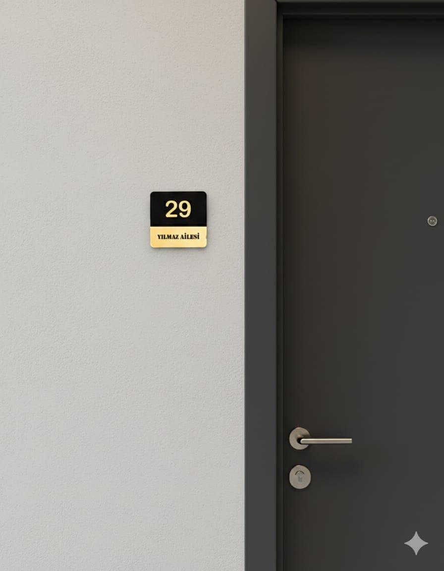 Kişiye Özel İsimli Ahşap Kapı Numarası Kapı İsimliği