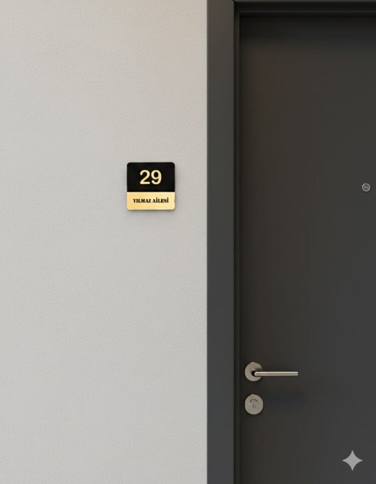 Kişiye Özel İsimli Ahşap Kapı Numarası Kapı İsimliği