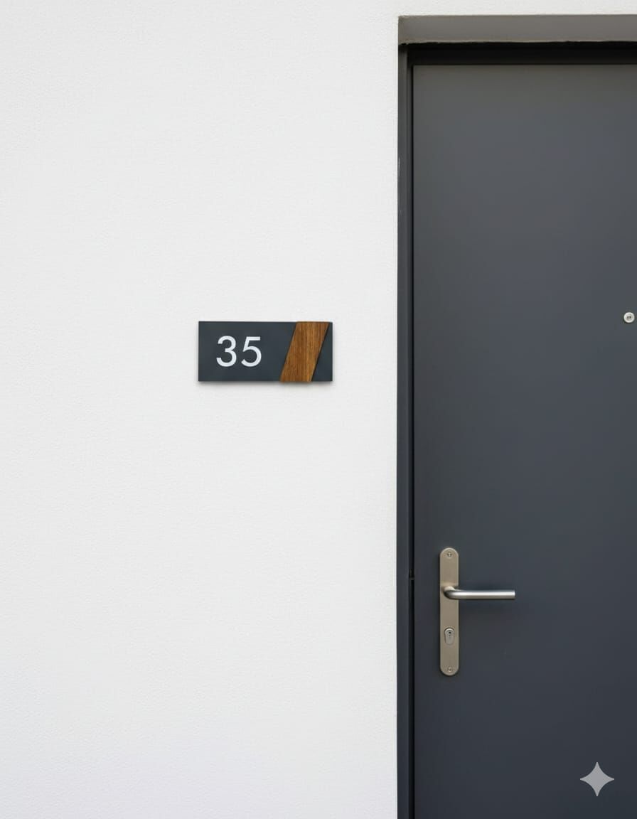 Kişiye Özel İsimli Ahşap Kapı Numarası Kapı Numaralığı