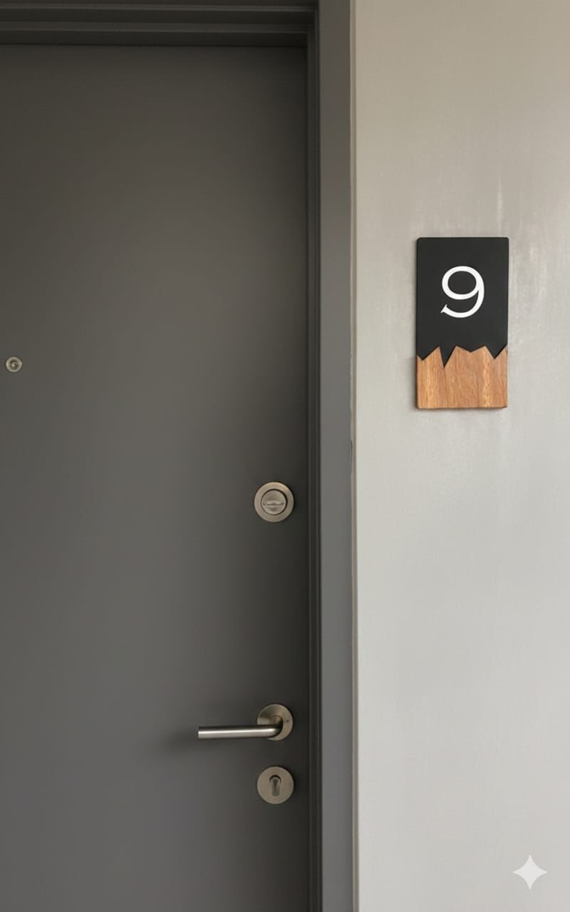 Kişiye Özel İsimli Ahşap Kapı Numarası Kapı Numaralığı