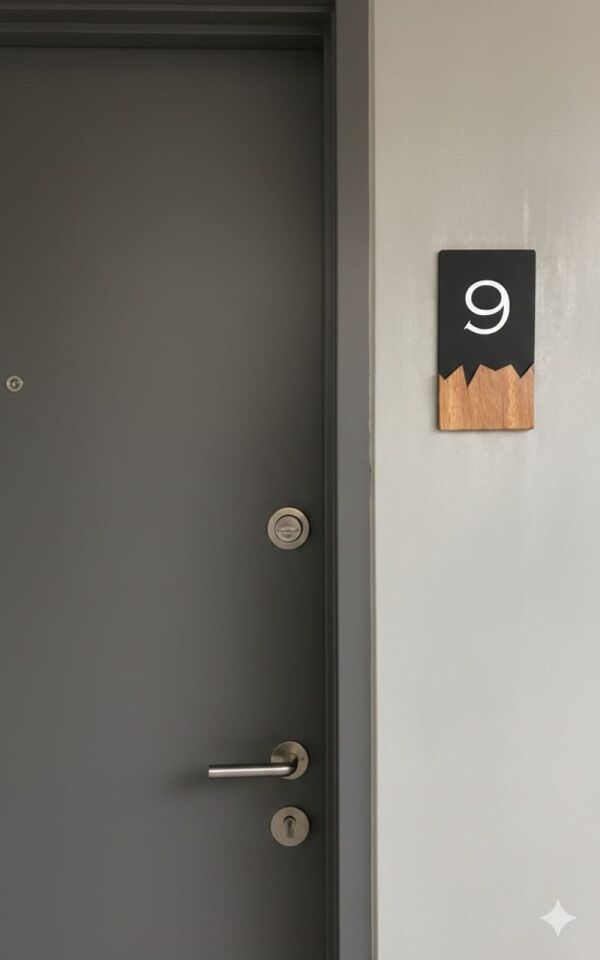 Kişiye Özel İsimli Ahşap Kapı Numarası Kapı Numaralığı