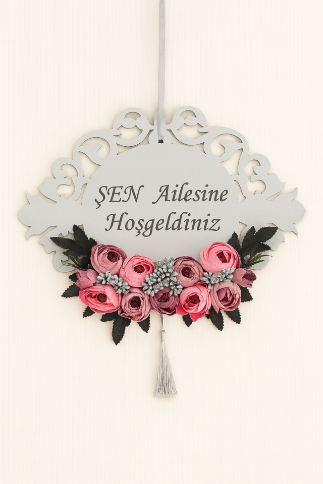 Ahşap Kapı Süsü Isimli Kapı Aksesuarı Duvar Dekoru