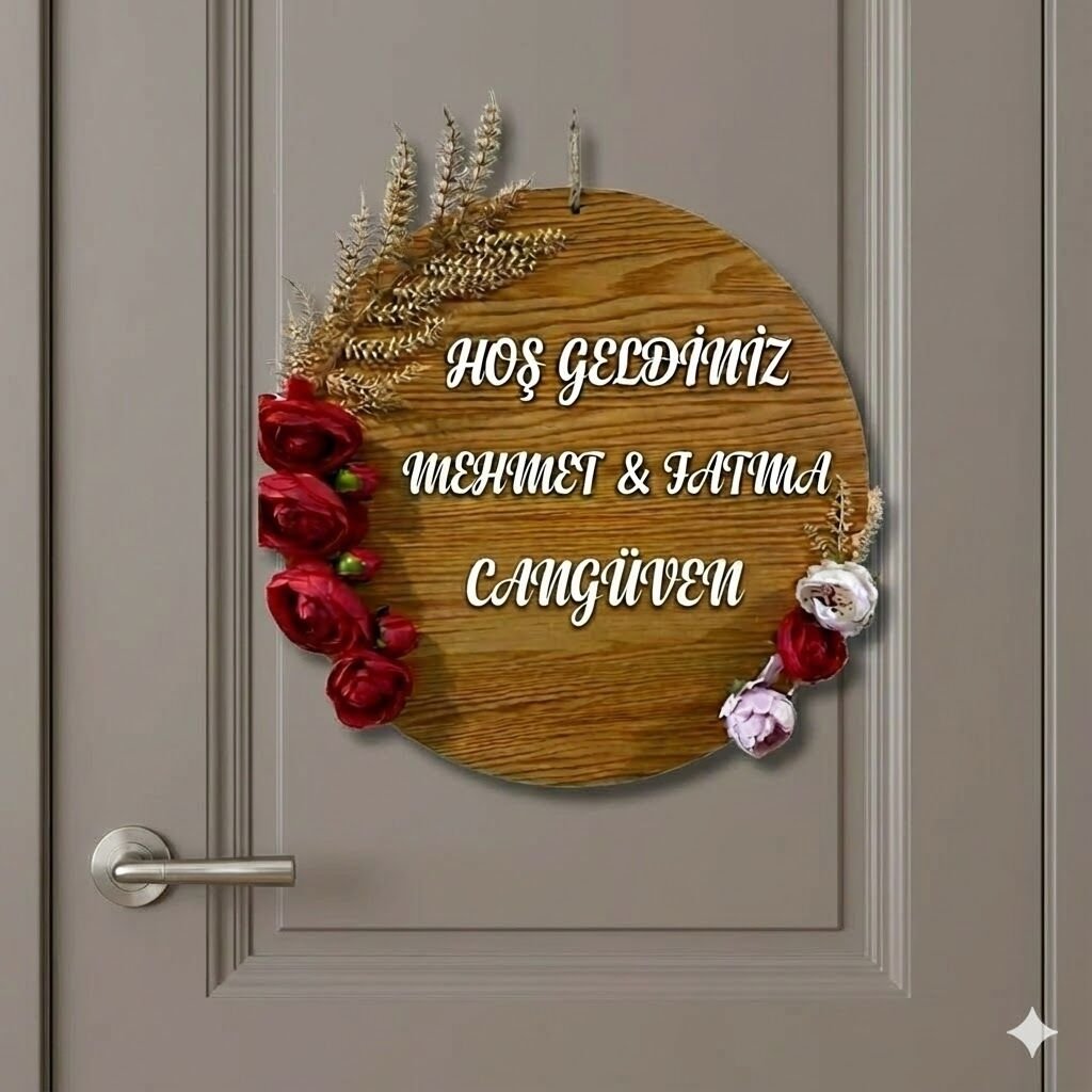Kişiye Özel İsimli Ahşap Kapı Süsü