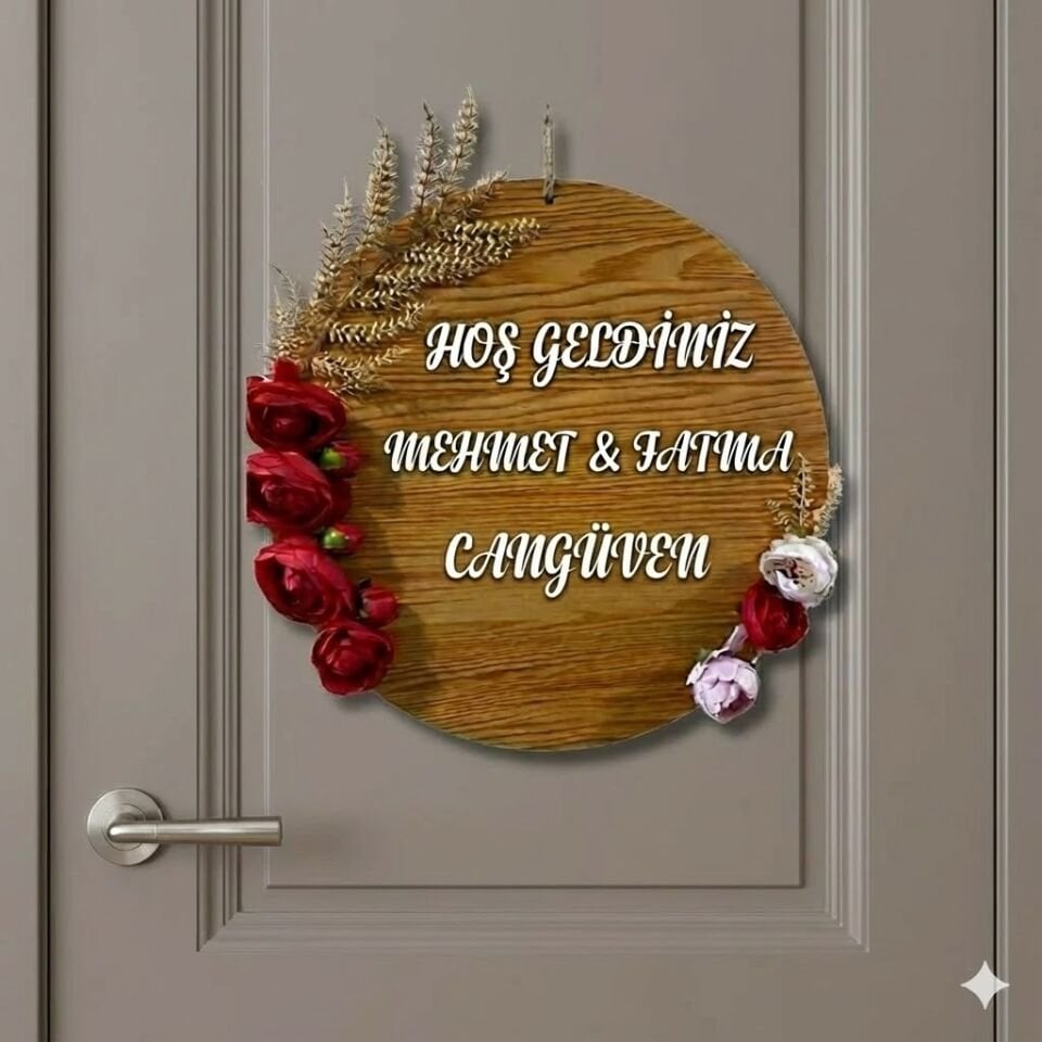 Kişiye Özel İsimli Ahşap Kapı Süsü