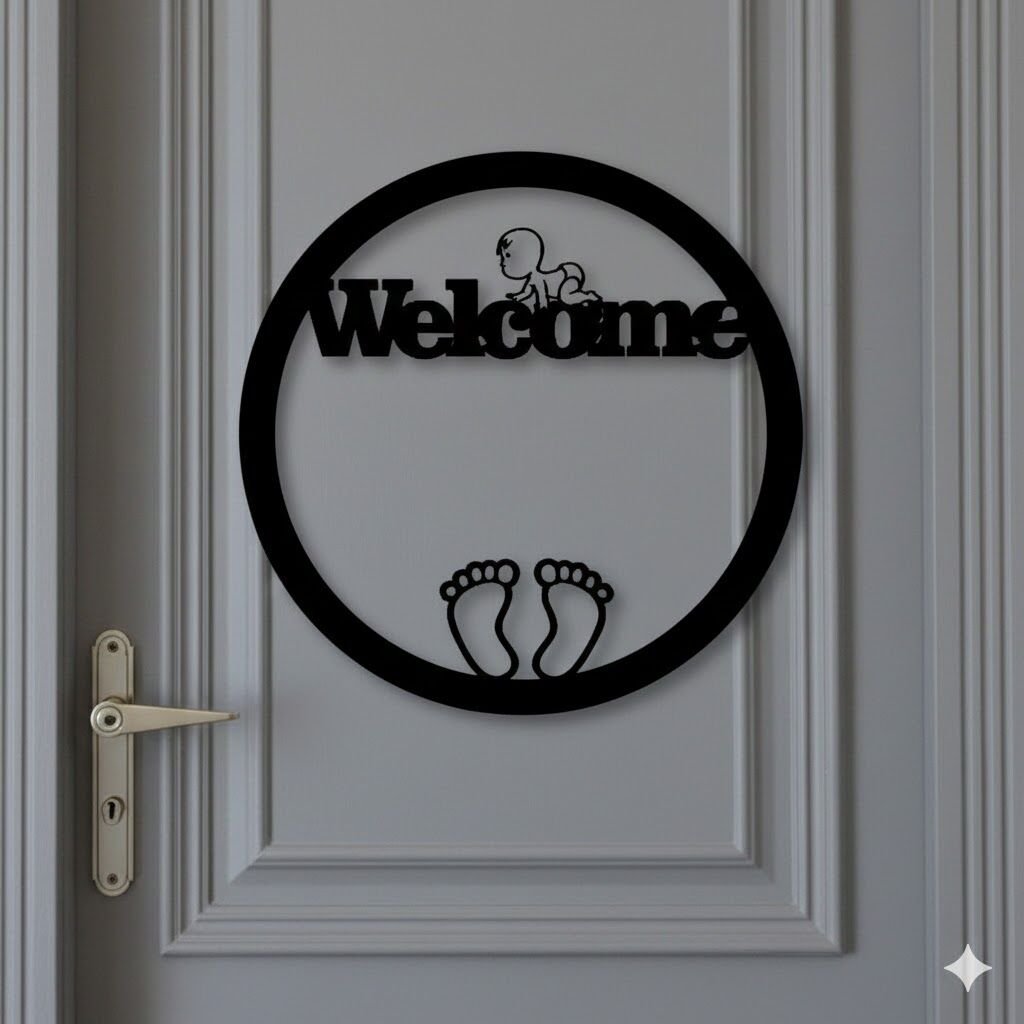 Hoş Geldin Yenidoğan Bebek Kapı Süsü Bebek Kapı Süsü