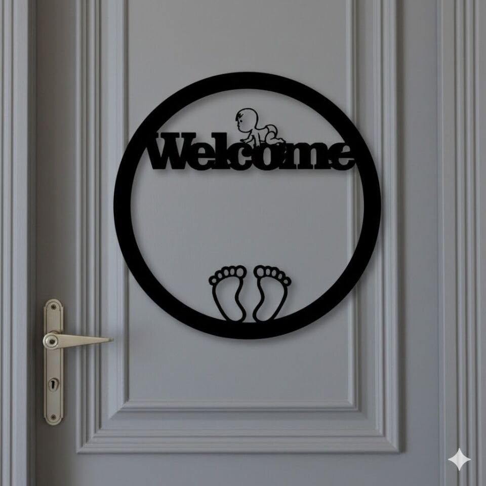 Hoş Geldin Yenidoğan Bebek Kapı Süsü Bebek Kapı Süsü