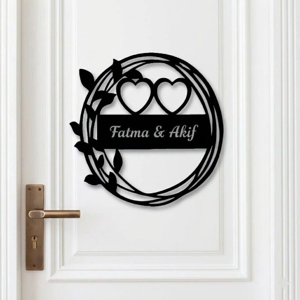 İsme Özel Kapı Süsü Kapı Aksesuarı Kalpli Model Düğün Nişan