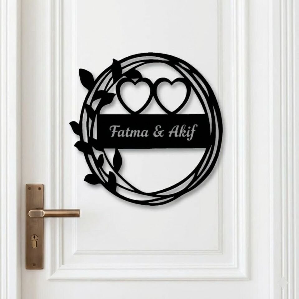 İsme Özel Kapı Süsü Kapı Aksesuarı Kalpli Model Düğün Nişan